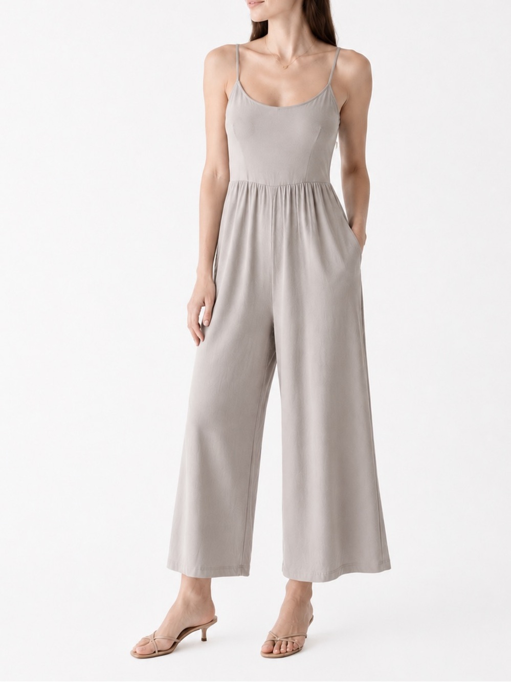 Wilfred Taupe Wide-Leg Sleeveless Jumpsuit
